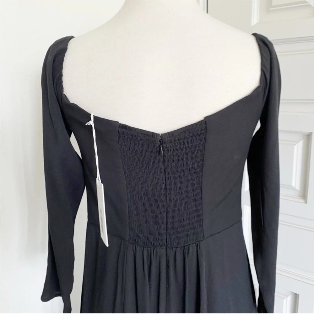 NWT Reformation Ballari Black Off The Shoulder Long Sleeve Maxi Dress Size 8